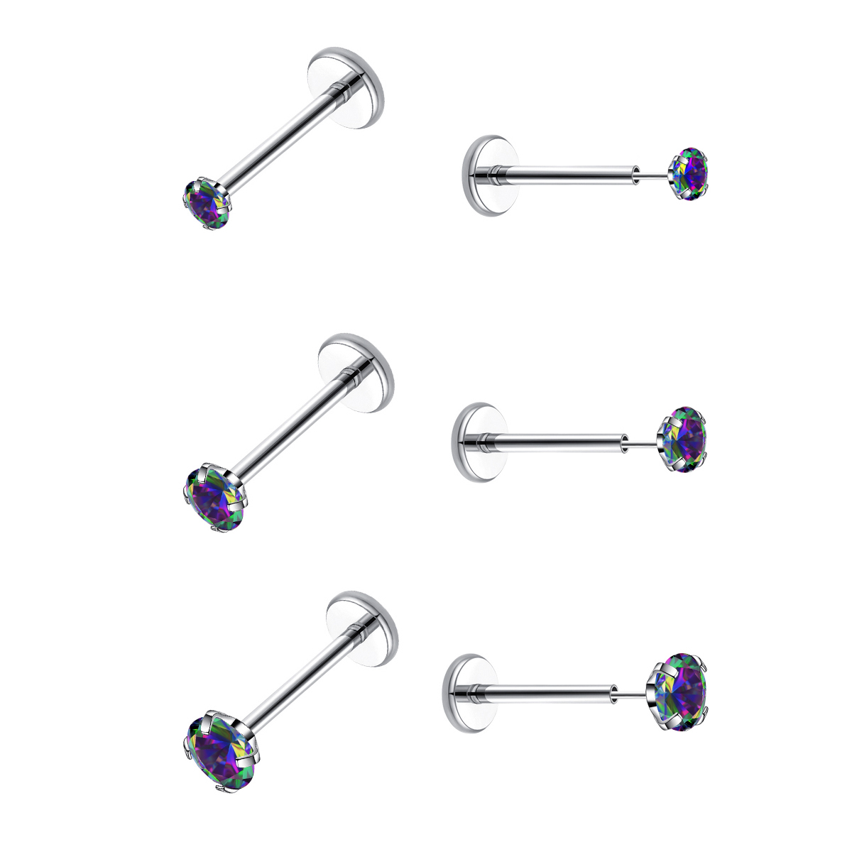 Body Jewelry Hypoallergenic - 20G Płaski tył Bezgwintowy kolczyk Hipoalergiczny