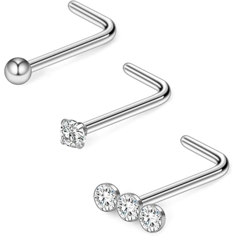Body Jewelry Surgical Steel - 3 sztuki, 20G, pierścionki do nosa