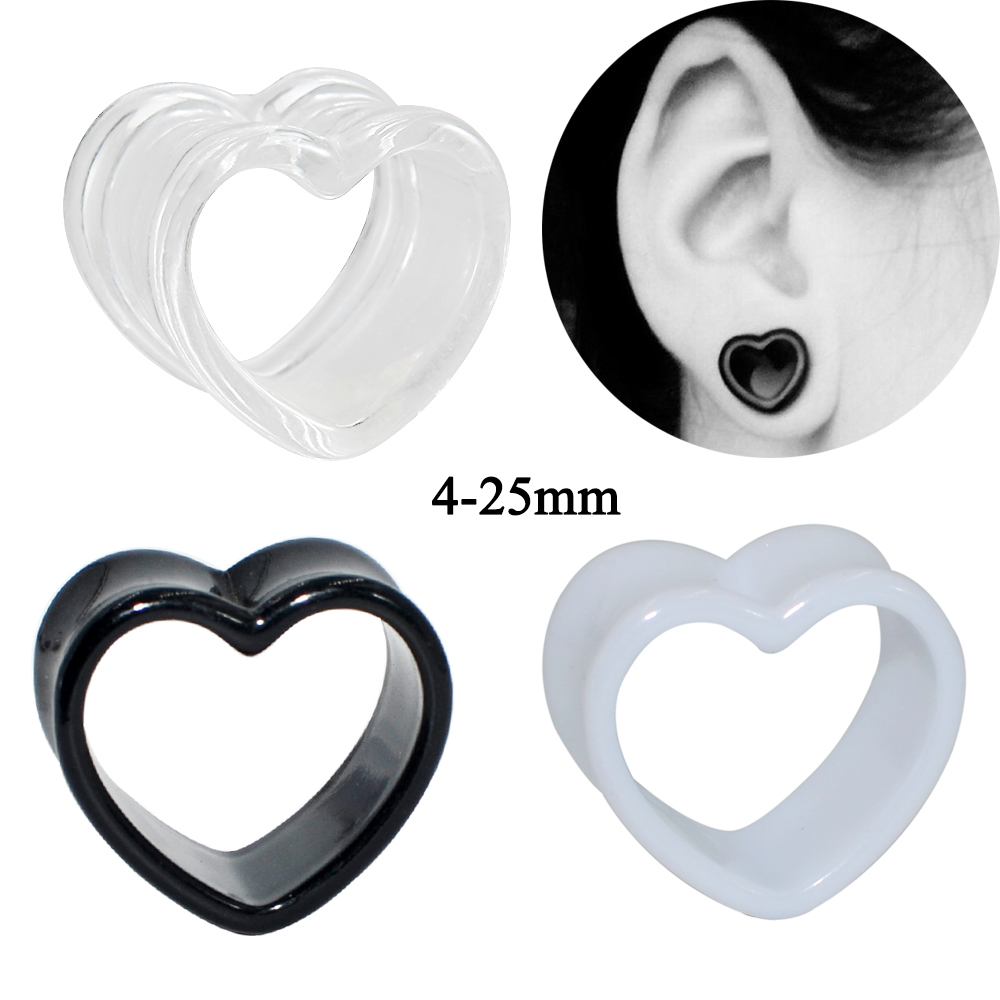 Body Jewelry Ear Plugs - Akrylowa miłość czarny biały w kształcie