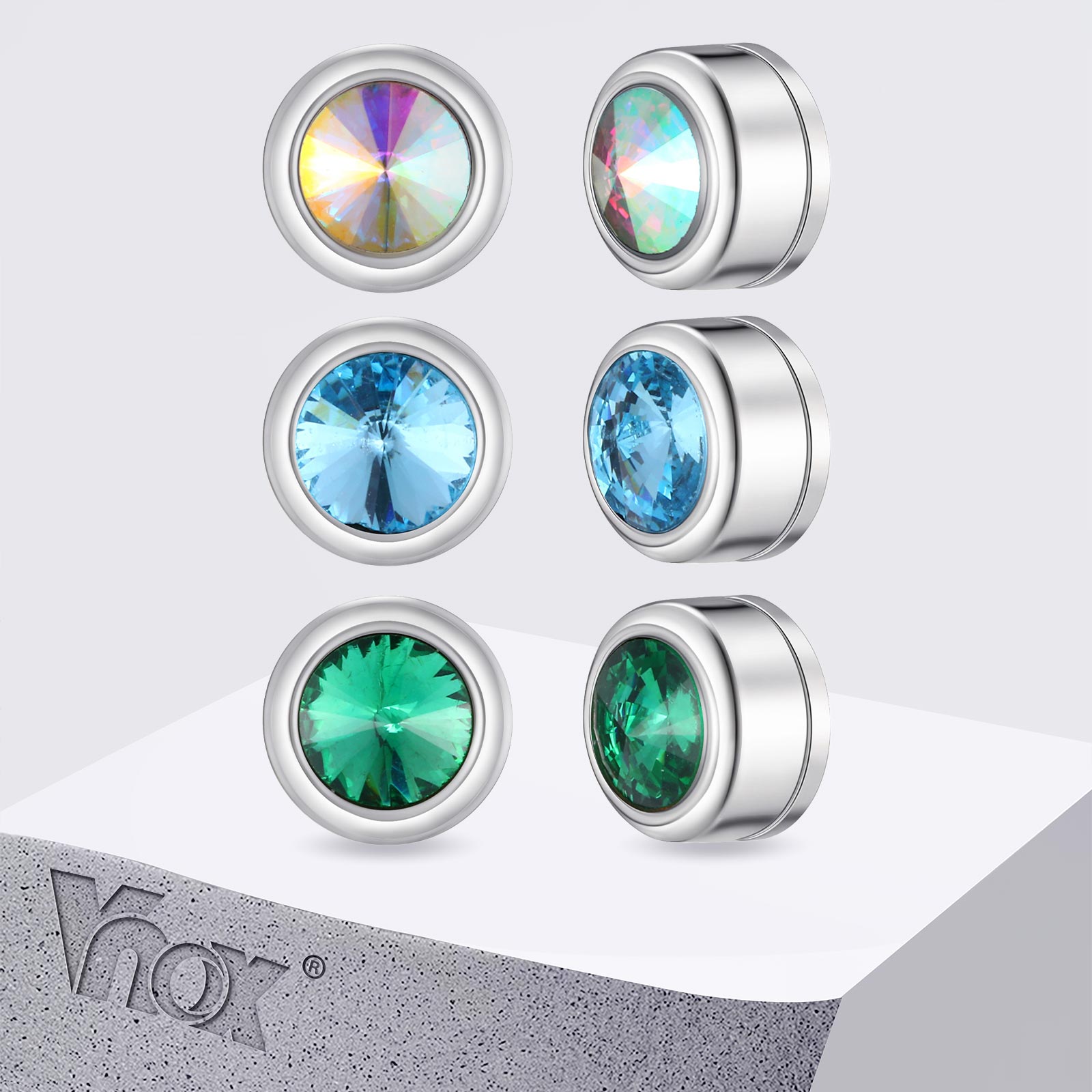 Body Jewelry Hypoallergenic - Klipsy magnetyczne Vnox z cyrkoniami dla