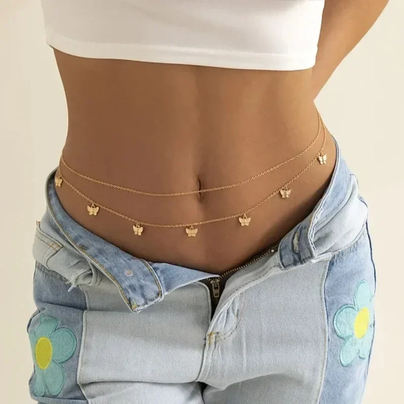 Body Jewelry In Bulk - Nowy urok Seksowny dwuwarstwowy łańcuszek motylkowy