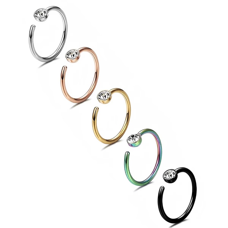 Body Jewelry Surgical Steel - 5 sztuk, kolczyki do nosa 18G,