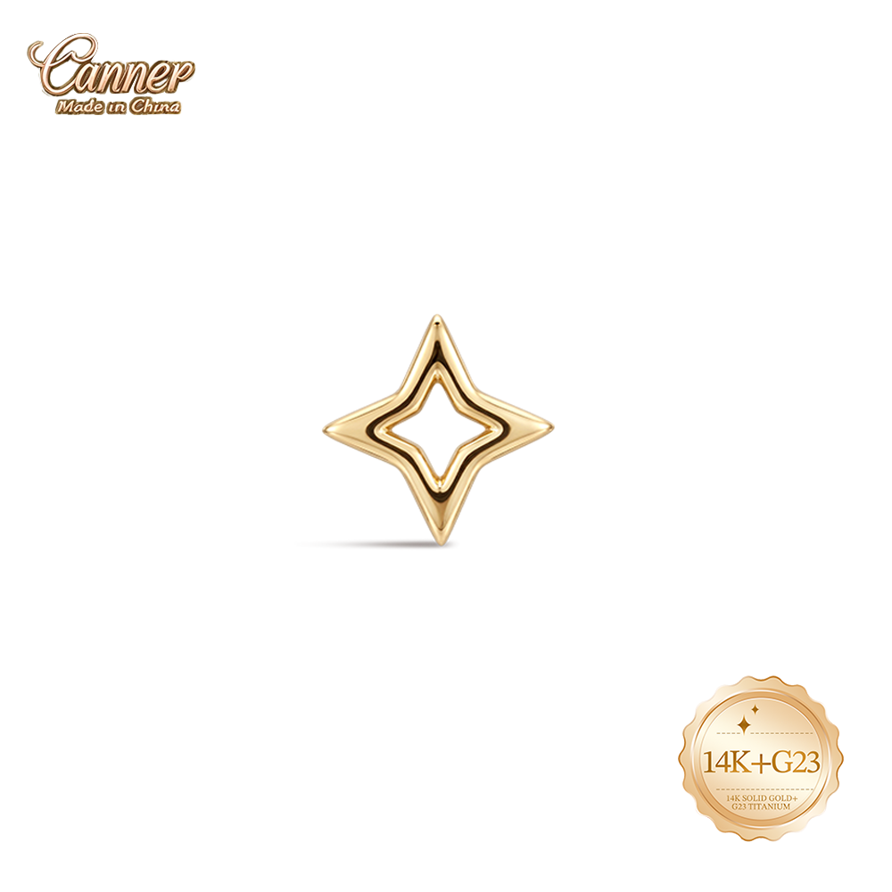 Body Jewelry Hypoallergenic - CANNER Kolczyk sztyft z litego złota