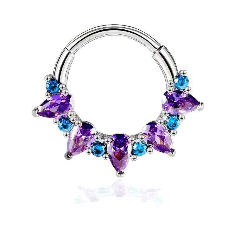 Body Jewelry Septum - Kwadratowe kolczyki do nosa z cyrkoniami,