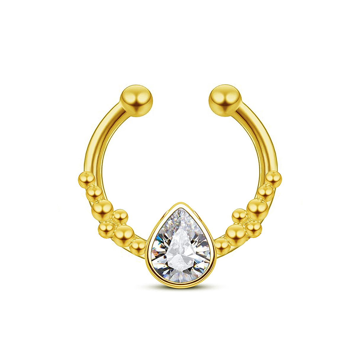 Body Jewelry Septum - Podkowa ze stali nierdzewnej kropla wody