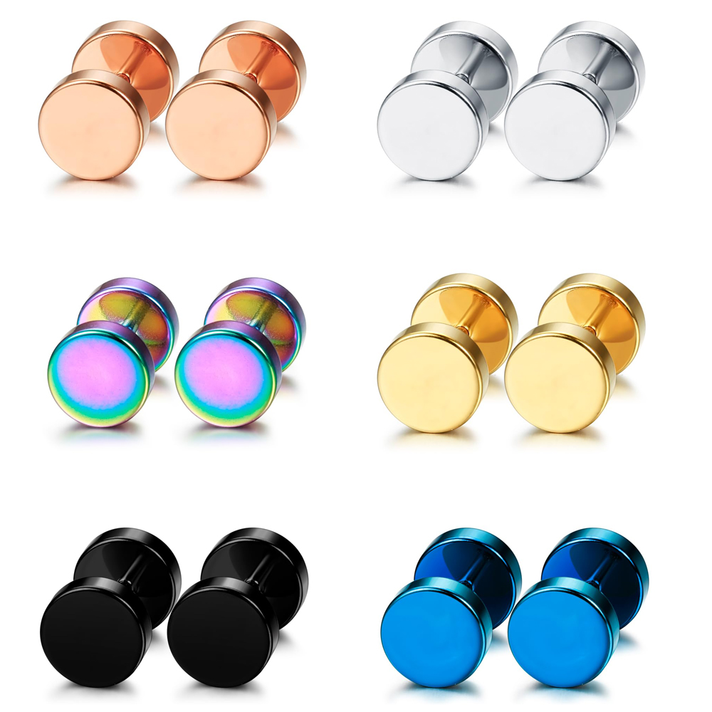Body Jewelry Ear Plugs - 1 para/6 par sztyfty ze stali