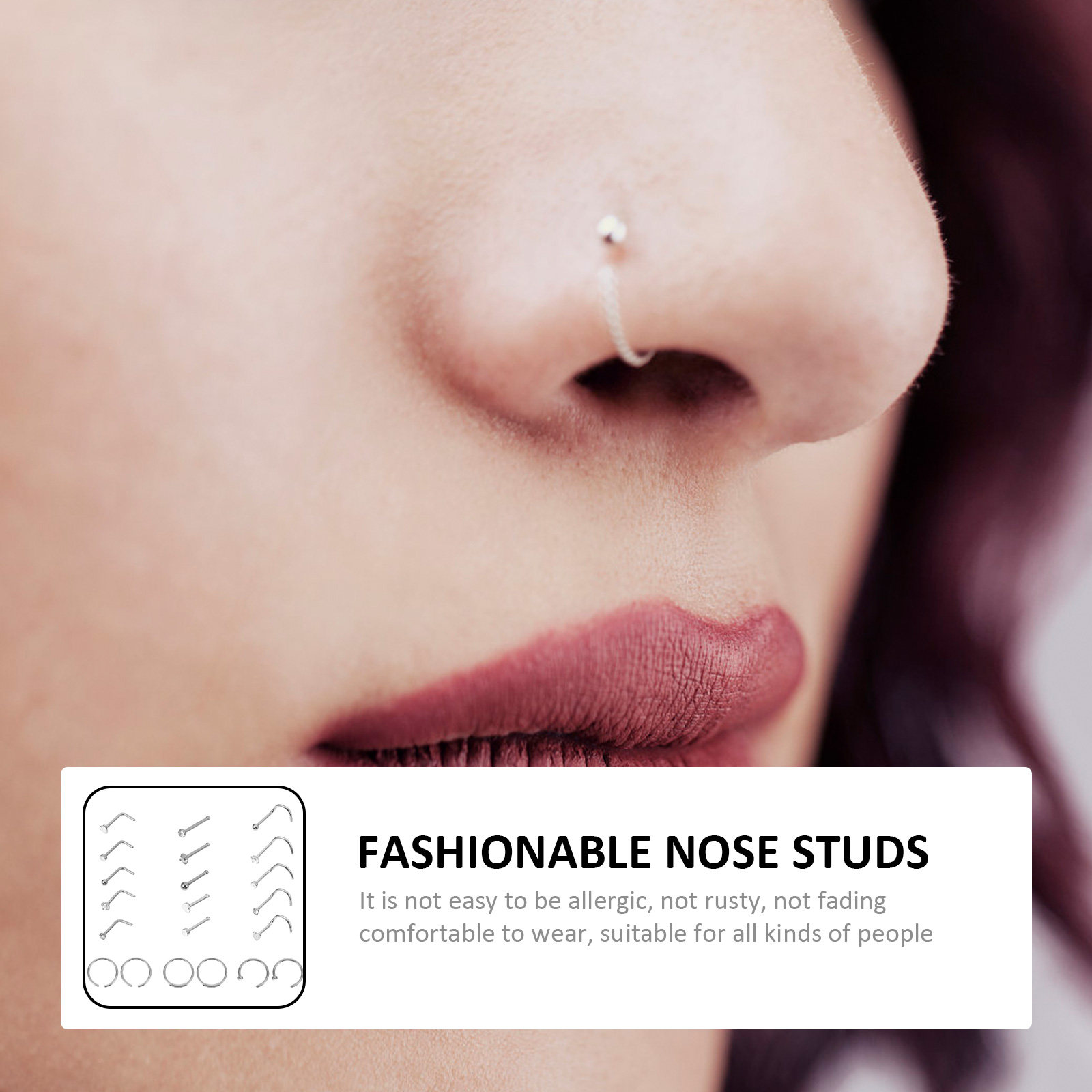 21 szt. Kolczyków do nosa ze s – Body Jewelry For Sensitive Skin recenzja i cena