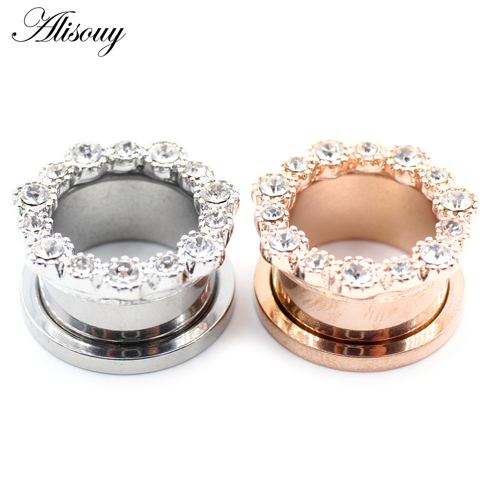 Alisouy 2szt Kwiat ze stali ni – Body Jewelry Ear Plugs recenzja i cena