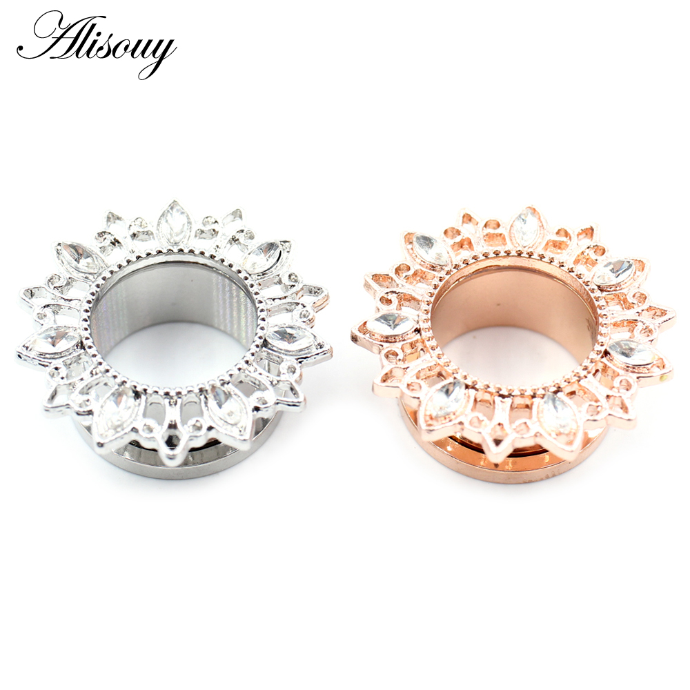 Alisouy 2szt Kwiat ze stali ni – Body Jewelry Ear Plugs recenzja i cena
